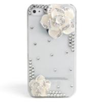 Crystal Decorated Flower Design Protective Case Back Cover for iPhone 