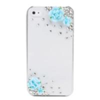 Crystal Decorated Rose Design Protective Case Back Cover for iPhone 4G