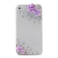 Crystal Decorated Rose Design Protective Case Back Cover for iPhone 4G