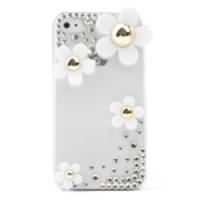 Crystal Decorated Flower Design Protective Case Back Cover for iPhone 