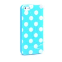 Fashionable Dot Pattern TPU Case Cover for iPhone 5 Blue