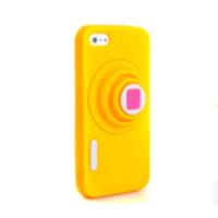 Unique Camera Pattern Silicone Case Cover for iPhone 5 Yellow