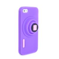 Unique Camera Pattern Silicone Case Cover for iPhone 5 Purple