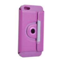 360 Degree Rotatable PU Leather Case Cover for iPhone 5 Purple