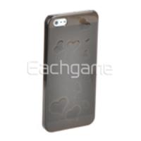 Fancy Heart Patterns Transparent Case Cover for iPhone 5 Black