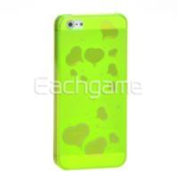 Fancy Heart Patterns Transparent Case Cover for iPhone 5 Green