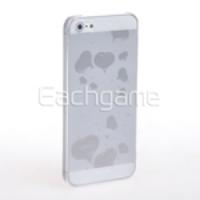 Fancy Heart Patterns Transparent Case Cover for iPhone 5 White