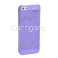 Fancy Heart Patterns Transparent Case Cover for iPhone 5 Purple