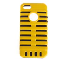 Microphone Pattern Protective Back Case Cover for iPhone 5 Yellow