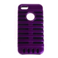 Microphone Pattern Protective Back Case Cover for iPhone 5 Purple