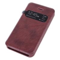 Protective Folio Leather Case Cover for iPhone 4G/4S Reddish Brown