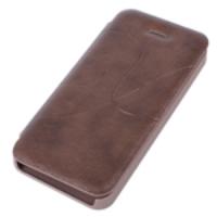 Protective Folio Leather Shell Case Cover for iPhone 5 Brown