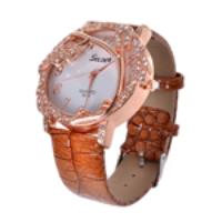 Eye-catching Imitated Diamond Alloy Watch Face Quartz PU Wrist Watch B