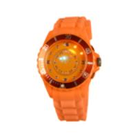 Unisex's Round LED Wrist Watch Bio-plastic Band - Orange Clearance