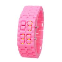 Lava LED Display Unisex Sports Red LED Wrist Watch - Pink Clearance