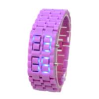 Lava LED Display Unisex Sports Blue LED Wrist Watch - Light Purple Cle