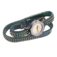 Fashion Women Men Bracelet Watch Octagon PU Bangle Watch - Green