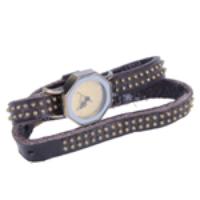 Fashion Women Men Bracelet Watch Octagon PU Bangle Watch - Dark Brown