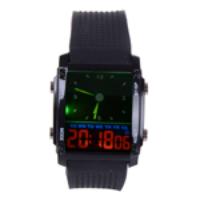 Silicone Style Colorized Light Square LED Wrist Watch - Black