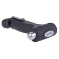 3-LED Dynamo Flashlight with Lifesaving Hammer (Black)