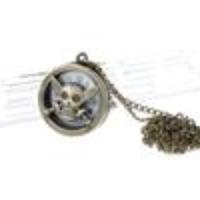 Retro Ghost & Swords Alloy Pocket Watch w/ Chain