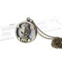 Retro Face Ghost Alloy Pocket Watch w/ Chain