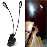 Dual-arm 4-LED Computer Light Book Light with Clip (Black)