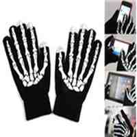 Three-Points Bone Shape LED Design Capacitive Touch Screen Gloves L (Black)