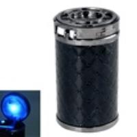 W677 Faux Leather Car Ashtray with LED Light (Black)