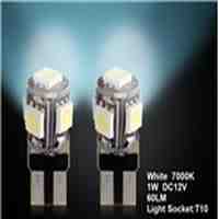 T10 5 x 5050 Decoded White Car LED Light 2pc Set 