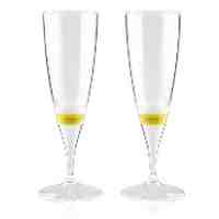 2Pcs Yellow Light LED Champagne Glass Goblet Cup 