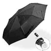 Auto Folding Umbrella with LED Flashlight Handle - Black 