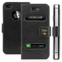 Stylish PU Flip Case for iPhone 4 4S - Black 