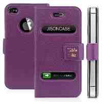 Stylish PU Flip Case for iPhone 4 4S - Purple 