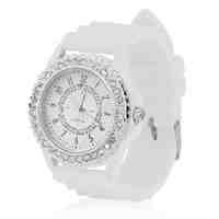 Fashion Silicone Mini Faked Diamond Dial Wrist Watch