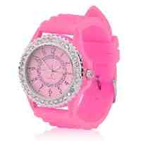 Fashion Silicone Mini Faked Diamond Dial Wrist Watch