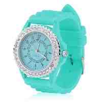Fashion Silicone Mini Faked Diamond Dial Wrist Watch