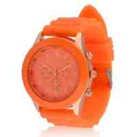 Fashion Silicone  Dial Casual Wrist Watch Orange