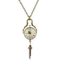 Round Glass Ball Antique-Style Steampunk Watch Necklace Pocket Fob Watch Bronze