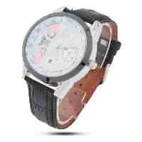 Men's Fashionable Gear Watch Leather Band Wristwatch