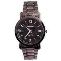 LONGBO 8507 Men's Quartz Watch Boutique Roman Numbers Waterproof Steel Band Wrist Watch(Black Dial)