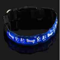 Cute Carton Paw Bone Pattern LED Flashing Pet Dog Collar