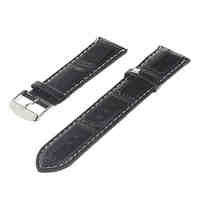 20mm Men's Black Leather Watch Band