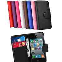 Card Holder Wallet PU Case for iPhone 4/4S (Assorted Colors)