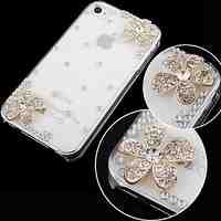 Flower with Diamond Back Case for iPhone 4/4S