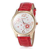 Women's Watch Flower Pattern Gold Case