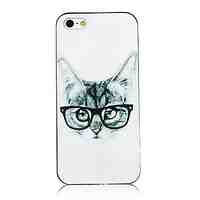 Monocle Cat Pattern Black Frame Back Case for iPhone 5/5S