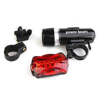 Bicycle Bike White 5-LED Torch Flashlight  Red 5-LED 7-Mode Tail Light Set with Mount