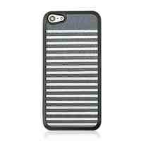 Black White Stripes  Leather Vein Pattern Hard Case for iPhone 5C