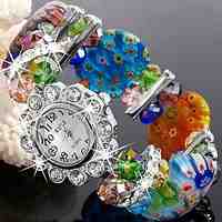 Flower-Shaped Woven Bracelet Fashion Watch/Wrist Watch Mixed Color (1Pc)